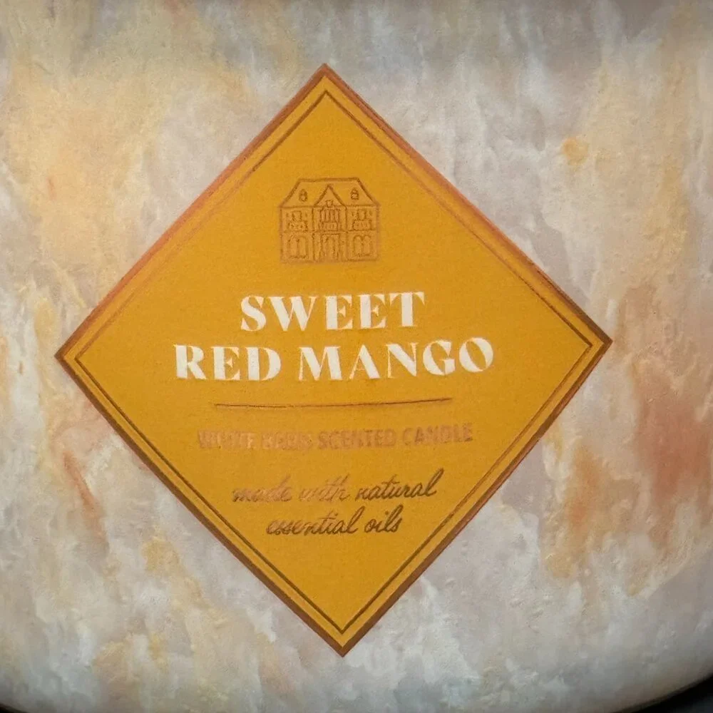 BBW Sweet Red Mango White Barn Bath & Body Works 3 Wick Candle - Picture 3 of 10